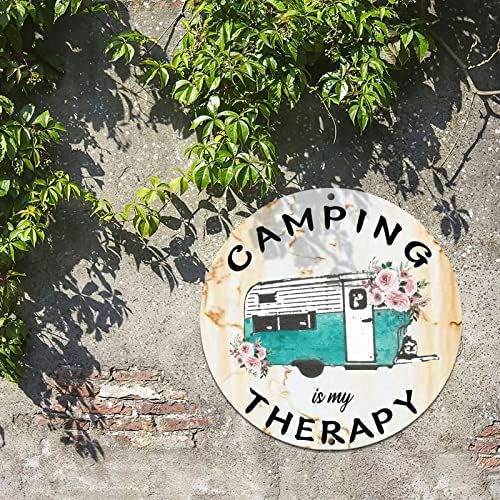 Retro Camping je moja terapija metalni znak vintage inspirativni citati pribor za kamper zidni dekor kućica