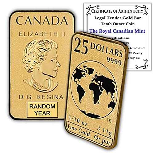 - sadašnjost 1/10 oz Gold Bar Coin od kraljevske kanadske kovčevine sjajnog neobično sa potvrdom o