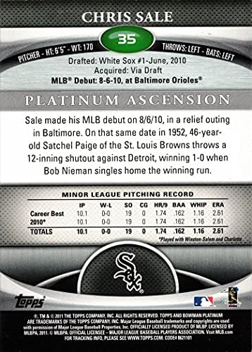 2011 Bowman Platinum bejzbol # 35 Chris Sale Rookie Card