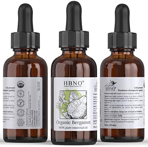 HBNO Organic Bergamot Esencijalno ulje Bergapten - čista i prirodna i prirodna i USDA certificirana