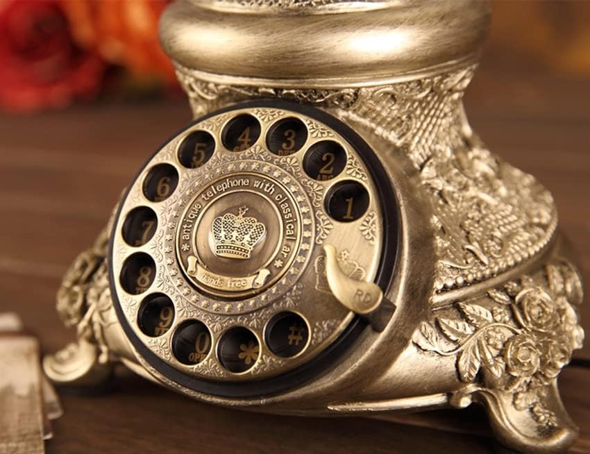 Lhllhl Antique Golden Corted Telefon Retro Vintage Rotacijsko biranje telefon telefon sa ponovnim redom,
