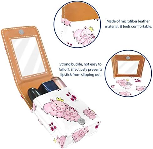 Mini ruž za usne sa ogledalom za torbicu, Slatka svinja cvijeće Portable Case Holder organizacija
