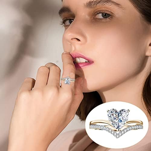 2023 Novi 511wom žene veličine prsten prsten vjenčanje Rhinestone nakit bijele GoldSilver srce prstena pokretno