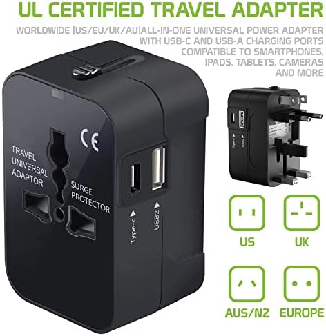 Putovanje USB Plus International adapter kompatibilan sa Alcatel Pixi 4 za svjetsku energiju za 3 uređaja