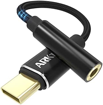 Arktek USB tip C do 3,5 mm ženski priključni adapter za slušalice, USB C i aux audio dongle najlon kabel