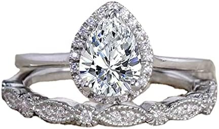 Wybaxz Rose Golvers Band set od 3 parova Princess Cut Diamond set prsten modni luksuzni ženski angažman vjenčanje nakita prstenovi za žene