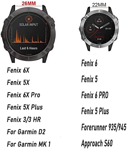 Sawidee 26 22mm Silikon Brzo izdanja Garmin Fenix ​​7 7x 6 6x Pro 5x 5 Plus 3 Hr MK2 Easyfit Smart Watch