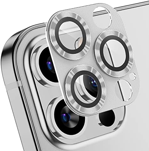 Korecase za iPhone 12 Pro Max zaštitnik sočiva kamere metalni poklopac kamere od kaljenog stakla, Jaka ljepljivost zaštita zadnjeg sočiva za iPhone 12 Pro Max 6.7, Srebrna