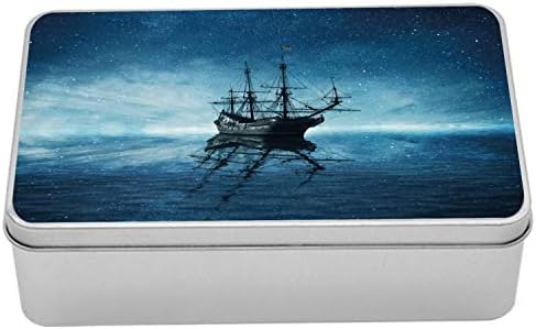AMBESONNE pirate limene kutije, brod na tamno plavom moru sa zvjezdanim noćnim nebom odraz vode, prenosivi