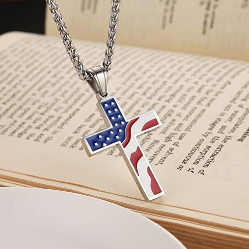 Hzman američka zastava Patriotski krst vjerski nakit privjesak ogrlica