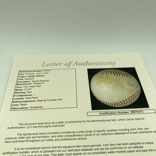 Rijetki Bobby Roderick Wallace Single potpisan je autogramirani bejzbol sa JSA CoA Hof - autogramirani bejzbol