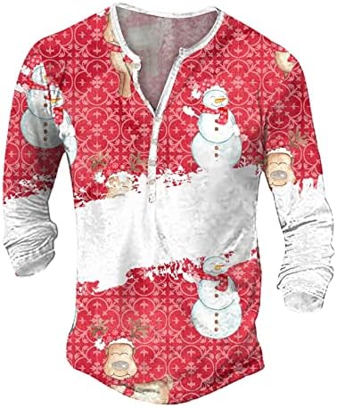 Wocachi božićne košulje za muške ružne Xmas Reindeer Snowflake Print dugi rukav V rect tipka dolje niz košulju