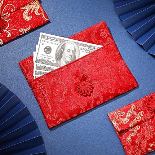 6 komada kineske Nove godine koverte sa srećnim novcem svilene crvene koverte, HongBao kineske svečane koverte