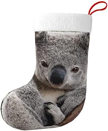 YileQuan 18 inča Božićne čarape Klasične čarape, slatka koala, za obiteljski odmor Božićni ukrasi