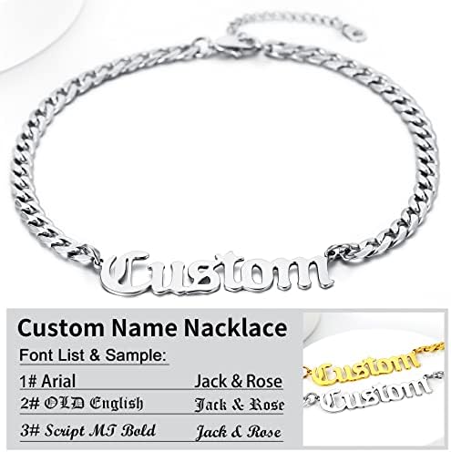 Lančanik ime ogrlica personalizirana za žene muškarce, nehrđajući čelik / 18k zlato/crni Metal obložen lancem