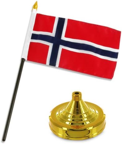 RFCco Moon noževi Norveška norveška zastava 4''x6 '' Desk set stolni štap Zlatna baza - zabavni ukrasi zalihe