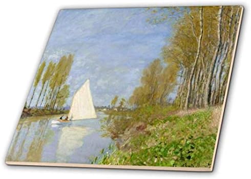 3drose Print Monet slika mali brod Off Seine-keramičke pločice, 8-inčni