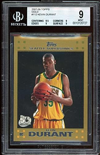 Kevin Durant Rookie Card 2007-08 Topps Gold 112 BGS 9