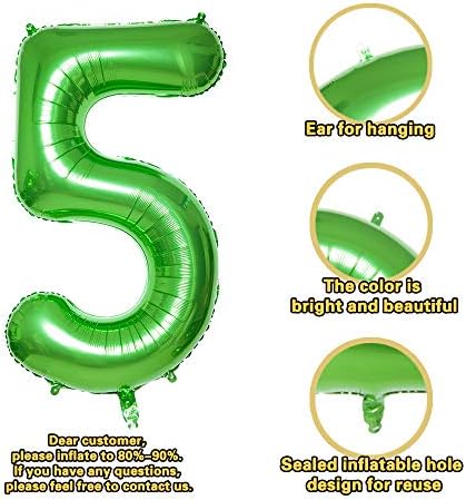 Zeleni 5 Baloni, 40 Inčni Ukrasi Za Rođendanske Folije Balone Za Zabave Pružaju Digitalne Balone Od Helijuma