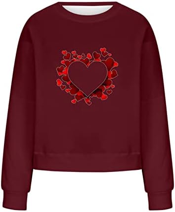 Prevelike dukseve za žene slatko srce grafički posad pulover udobna odjeća proljetna moda 2023 Dugi rukav