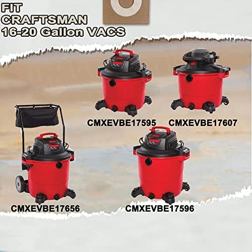 WHO-GN CMXZVBE38750 Vreće za zamjenu visoke efikasnosti, kompatibilne sa vakuumima za Craftsman 16-20 galona,