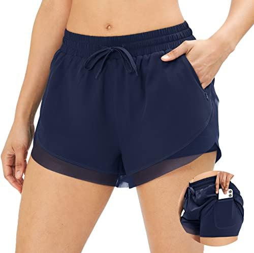 Iuga ženske trke kratke hlače Brzo sušenje 2 u 1 trčanje atletske kratke hlače za žene sa džepovima Workout