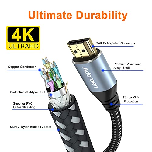Adoreen 4K HDMI kabel 3 metra / 2 pakovanje, brzina 18Gbps HDMI 2.0 kabl, HDR HDCP 3D 4K @ 60Hz 2k, 1080p,