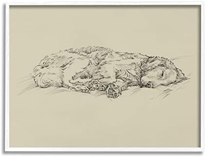 Stupell Industries Serene pas Sleep meki jastuk Jednobojni skica portret, dizajn Ethana Harpera