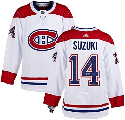 Nick Suzuki Montreal Canadiens Potpisan & Datum 1. igra Adidas Jersey - autogramirani NHL dresovi