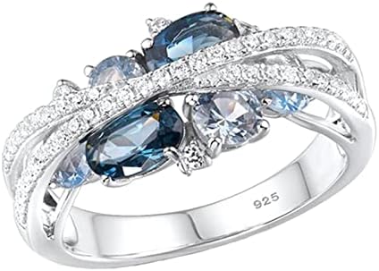 2023 NOVO Žene RETRO Creative New X u obliku šupljeg morskog plavog cirkona za poklon akrilni prsten