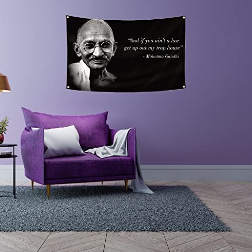 Gandhi Flag 3x5 stopa citat Zidni viseći smiješni baner za dnevnu sobu Dekor za spavanje