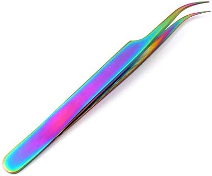 GS Nerđajući čelik Multi Rainbow Color 3D pinceta za produžavanje trepavica Jaka zakrivljena izrada nakita,