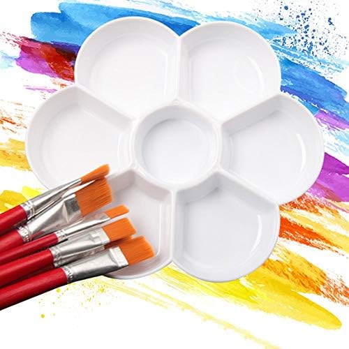 Palete Sa 7 Rupa Bijela Plastična Umjetnička Posuda Za Farbanje Elipsa U Obliku Šljive Gvaš Ulje Akvarelna