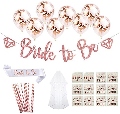 Rose Gold Pink Bachelorette Party Decorations Kit - svadbeni tuš potrepštine | Bride to Be Sash, Baloni