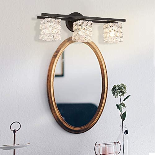 BDL kupaonica Vanity Light Fixtures nova crna 3 svjetla Kristalna nijansa moderna zidna traka Sconce ogledalo