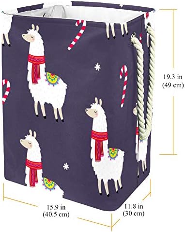 Inhomer Sretna Nova Godina Print sa Alpaca 300D Oxford PVC vodootporna odjeća Hamper velika korpa za veš