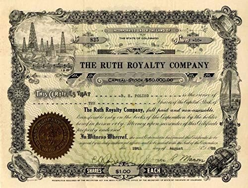 Ruth Royalty Co. - Certifikat Zaliha