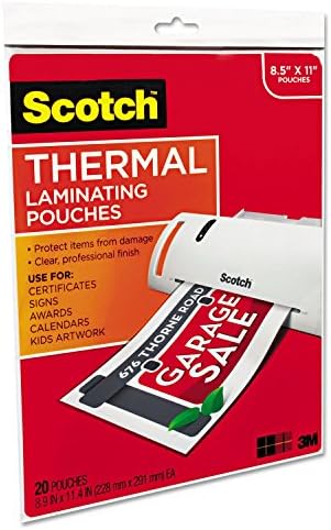 Scotch TP385420 vrećice za termičko laminiranje veličine slova, 3 mil, 11 1/2 x 9, 20 / pakovanje