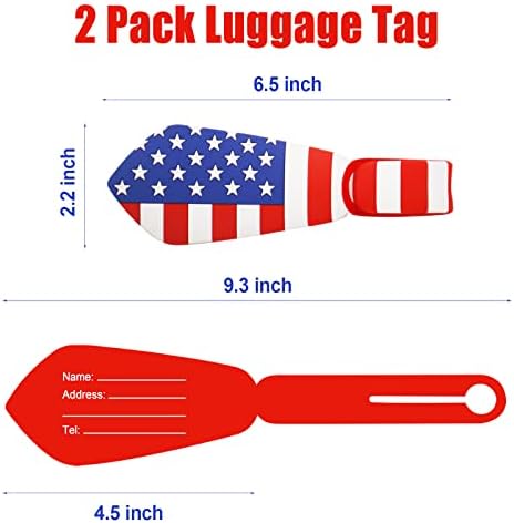 Oznaka za prtljag sa 2 pakovanja, oznake prtljaga američke zastave za kofere odobrene TSA, Silikonski personalizovani