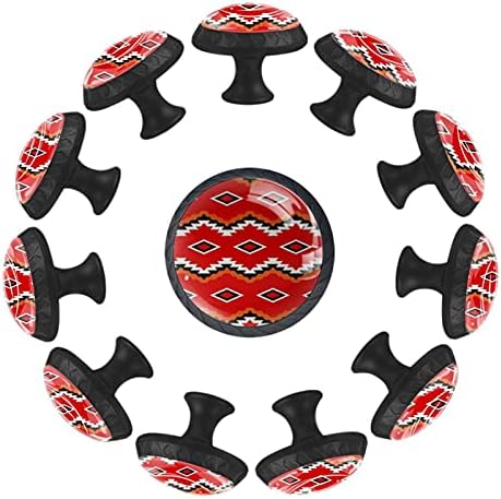12 komada geometrijskih crvenih staklenih dugmadi za Komode, 1,37 x 1,10 u okruglim kuhinjskim ormarićima