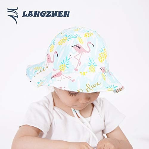 LANGZHEN UPF šešir za zaštitu od Sunca na plaži za djevojčice podesivi šešir za malu djecu sa širokim obodom