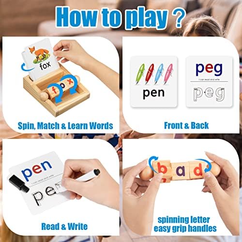 Montessori igračke za malu djecu 3 4 5 godina drveni blokovi za čitanje pisanje Flash kartice rotirajuće