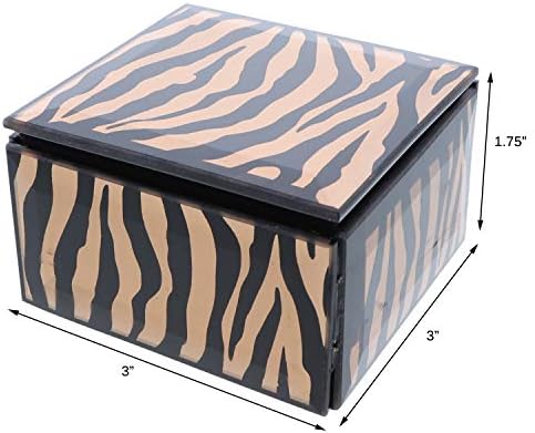 Li'shay Reflektirajuća Zebra Print Staklena Kvadratna Kutija Za Nakit-Bronza