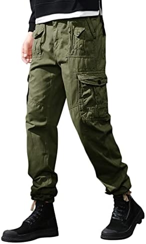 Miashui Memory Boy muški Casual srednji struk teretne pantalone čvrste pune dužine džep sa patentnim zatvaračem