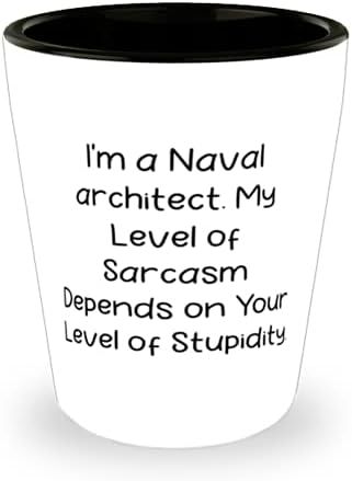 Fancy Naval architect Shot Glass, ja sam Naval architect. Moj nivo, za prijatelje, poklon od šefa, keramička
