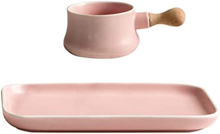 Hemoton 1 Set keramičkog tiganja za mleko Mini grejač putera sa pravougaonim tanjirom za serviranje Neprianjajući