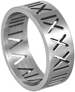Elefezar ažurni prsten sa rimskim brojevima za žene od nerđajućeg čelika 8mm Široki vjenčani prsten obložen