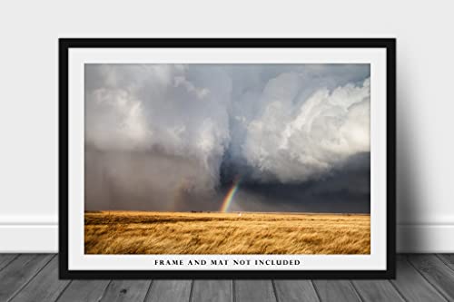 Thunderstorm Photography Print slika duge između kiše umotanog tornada i olujnog oblaka na proljetni dan