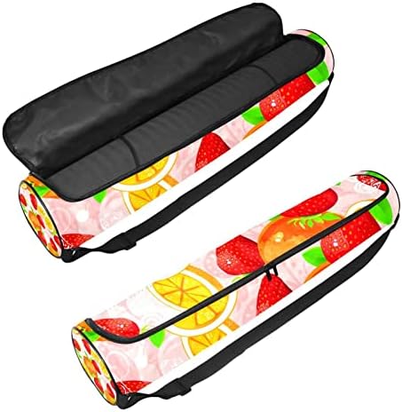 RATGDN Yoga Mat torba, narandže jagode Vježba Yoga Mat Carrier full-Zip Yoga Mat torba za nošenje sa podesivim