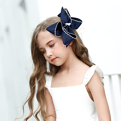DEEKA 2 kom 6 & 34; Moonstitch Hair lukovi veliki Grosgrain Ribbon lukovi za male djevojčice Hair Accessories
